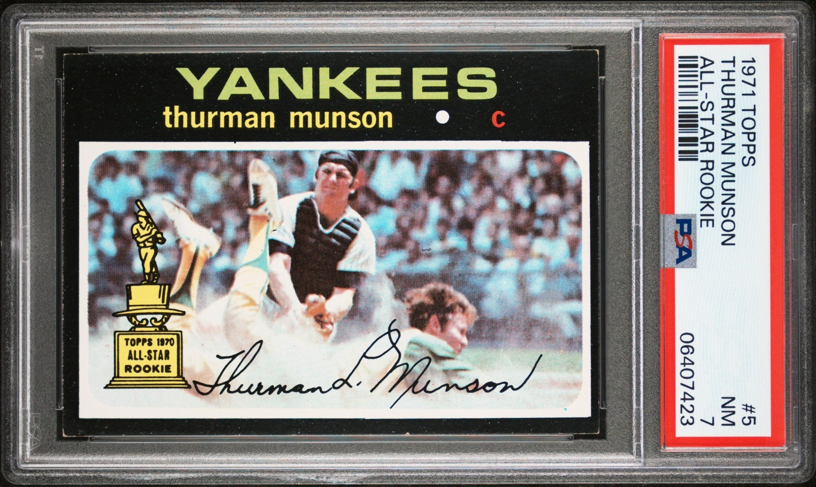 1971 Topps Baseball Card #5 Thurman Munson All-Star Rookie NY Yankees PSA 7 NM