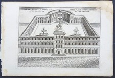 Stampa antica palazzo lateranense costantino Roma Giacomo Lauro 1628 acquaforte