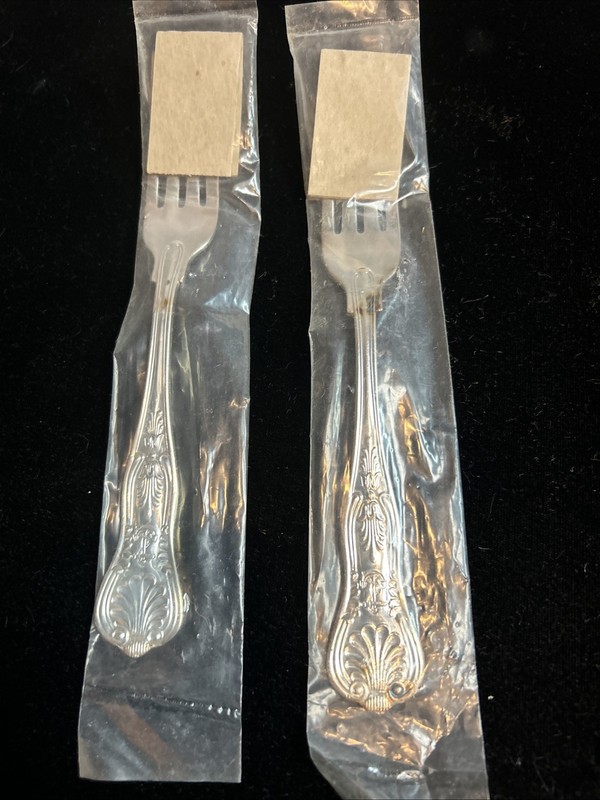 NEW Vintage Silverplate US Navy Dinner  Fork INSICO USN Anchor 8 2/8" Pair K