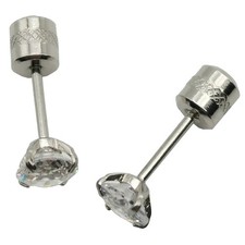 18K White Gold Filled Designer Inspired 5mm Cubic Zirconia CZ Stud Post Earrings