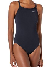TYR Sport Women's Solid Durafast Diamondback Swim Suit Black 32 MEDIUM NEW One
