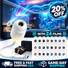 Hd Smart Dynamic 5d Holographic Night Light Projector 2 In 1 Galaxy with 24 Film