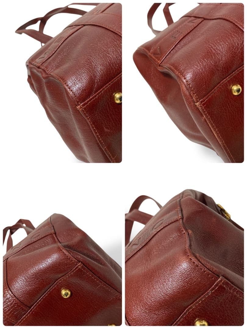 Givenchy Tote Bag Logo Embossed Women Bordeaux Leather Used From Japan thumbnail 9