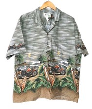 Vintage Hawaiian Shirt Motorcycles Surfboards Palm Trees by KY's Made In USA