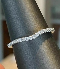 14K White Gold Plated 1.40CT Round Cut Moissanite Wedding Anniversary Curve Band