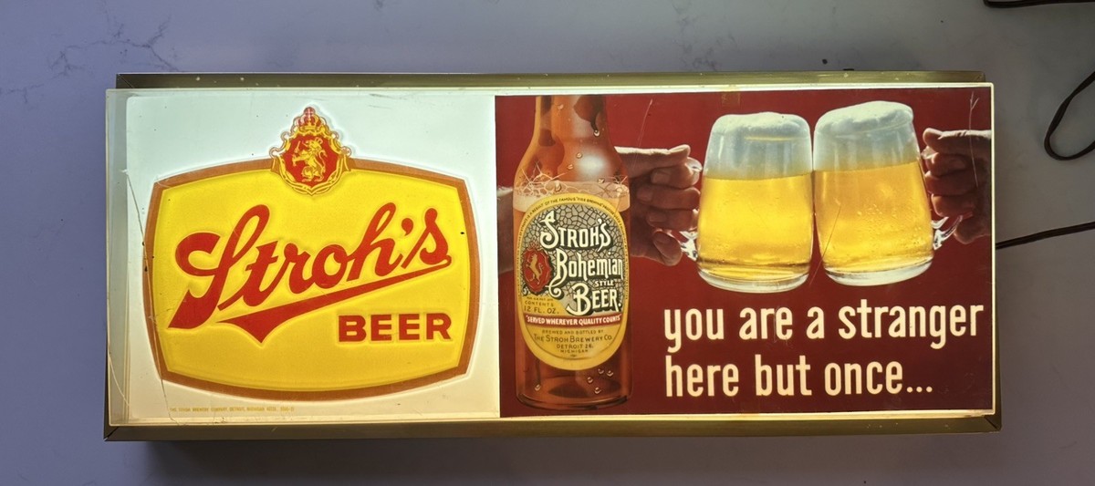 Vintage 60's Stroh's Lighted Sign 