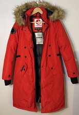 Canada Weather Gear Super Triple Goose Parka Coat Red Women Small Faux Fur Hood