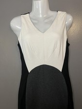 Vince Camuto Dress Womens 2 Black White Gray Colorblock Sleeveless Sheath