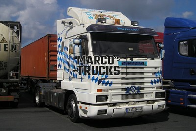 LKW Foto Scania T 143 container Deutschland weiß Bayern lebt #d3we