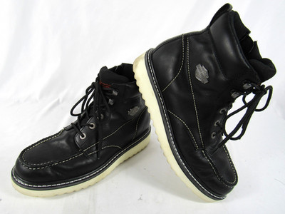 Harley Davidson Beau Leather Boots Men 11M Black Side Zip Ankle Biker Motorcycle