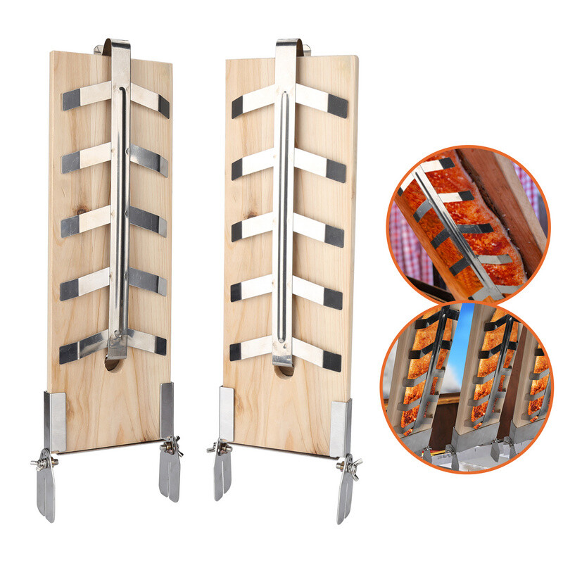 Flammlachsbrett 2er Set Räucherbrett Zedernholz Halterungen Edelstahl Halterung