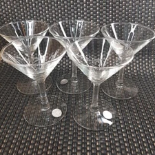 Sasaki Crystal Glasses Liquor Cocktail Glasses Gray Cut Roses Set of Five