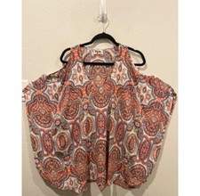 SHOW ME YOUR MUMU Peta Boo Paisley Show Shoulders Multicolor Tunic Size M