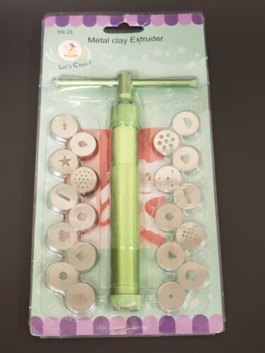 Let's Cake! Stainless Steel Metal Clay Extruder 21 Pcs Tool Set