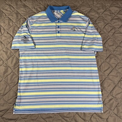 Under Armour Bay Hill Shirt Mens XL Blue Green Striped Polo Heat Gear Golf Gym