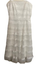 BCBG Antyczna biała koronka Suknia ślubna bez ramiączek Ślubna Herbata Długość linii A Fabrycznie nowa z metką