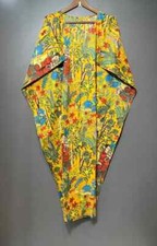 Indian Frida Print Kaftan 100% Cotton Hippie Maxi Women Nightwear Caftan Dress