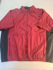 Nike Golf Mens Jacket Extra Large Red Clima Fit Full Zip Vented Windbreaker READ