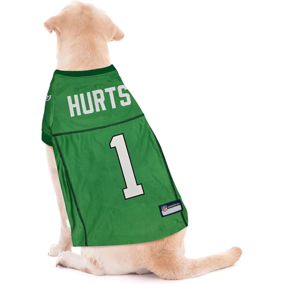 Pets First NFLPA Jalen Hurts Kelly Green Jersey for Dogs & Cats Throwback Jersey - Image 3 of 4