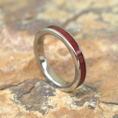 Hawaii Jewelry Solid Bloodwood Titanium Wedding Ring Band 3mm #TRH-1007-03 