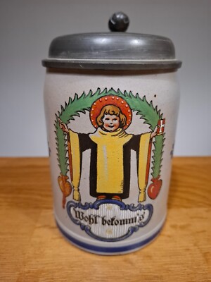 Old beer stein Munich Munich Kindl Wohl Bekomm's enamelled