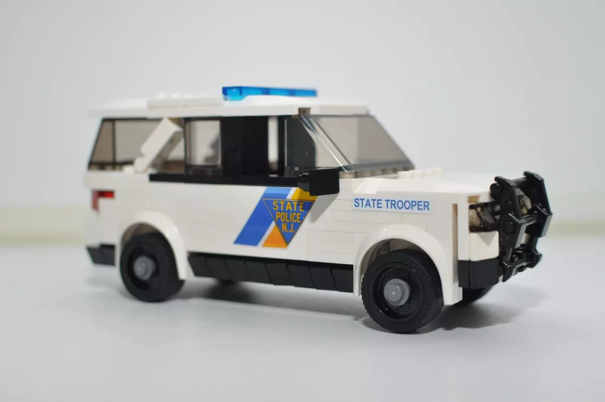 New Jersey Police Interceptor Utility Vehicle White Compatible with LEGO Bricks