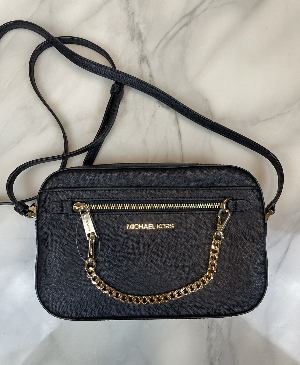Michael Kors Jet Set Large EW Black/Gold Zip Chain Crossbody  display picture 3