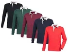 Cotton Rugby Shirt BLUE BLACK GREEN BEIGE or RED Front Row Premium Superfit
