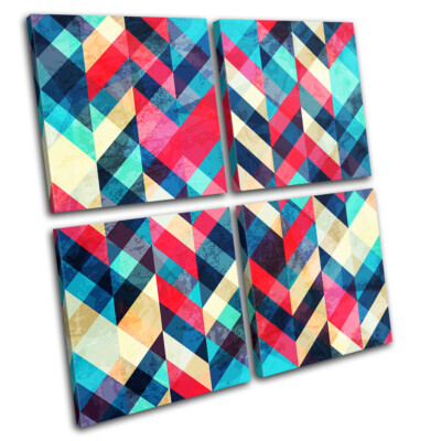 Geometric Zigzag Pattern Abstract MULTI Leinwand Kunst Bild drucken