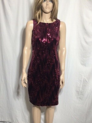 Emerald Sundae Juniors' Sequined Velvet Bodycon Dress - Wine - Size XL