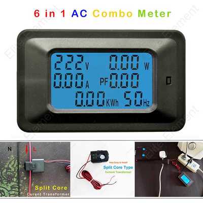 Digital LCD AC100a Volt Ampere performance monitoring Ammeter Voltmeter with CT