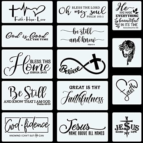 14PCS Christian Stencils Painting on Wood, Bible Sign Motivational ...