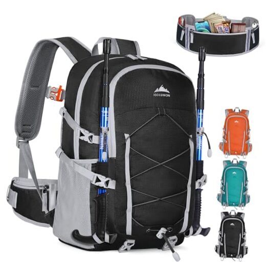 40L Waterproof Hiking Backpack for Men & Women - Lightweight Packable Daypack in Black-image