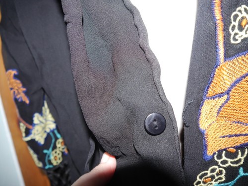 French Connection FCUK Black long kimono w embroidered flowers & tassels BNWT 10 - Picture 10 of 10