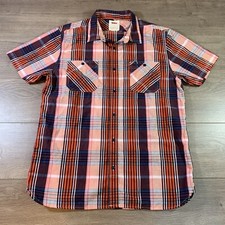 Levi  s Red Tab Multicolor Orange Blue Plaid Button Front Short Sleeve Western