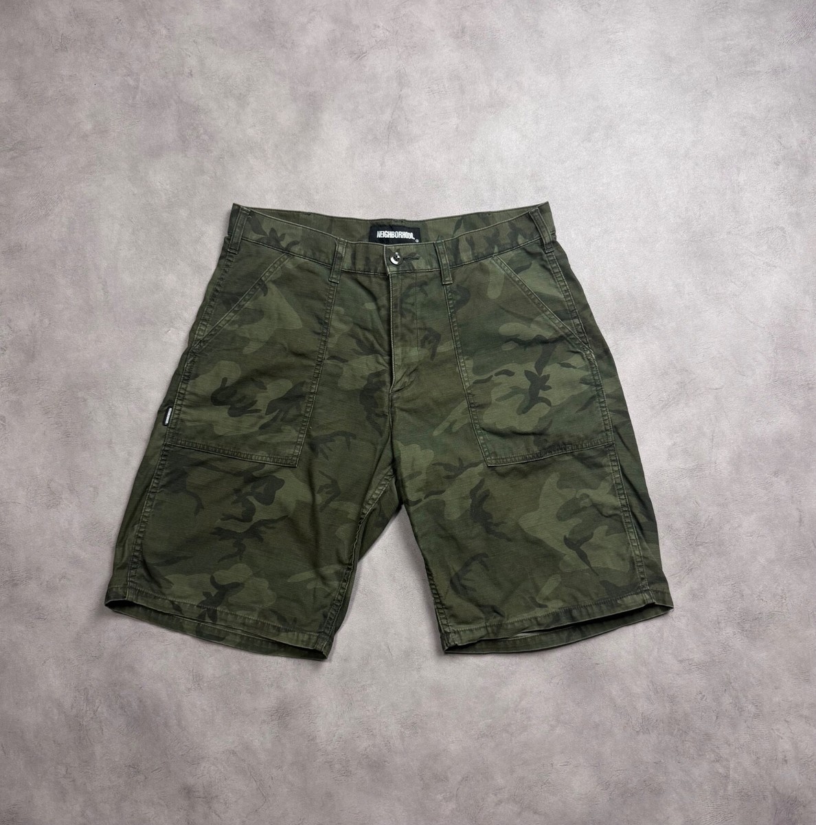 Neighborhood Men's Green Camo Baker-C Shorts Made in Japan Size:S