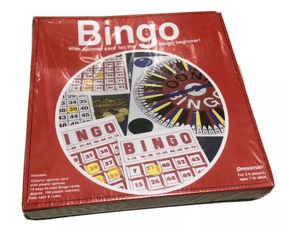Bingo Pressman Toy Bingo in Red Box Board Game With Spinner Factor Sealed