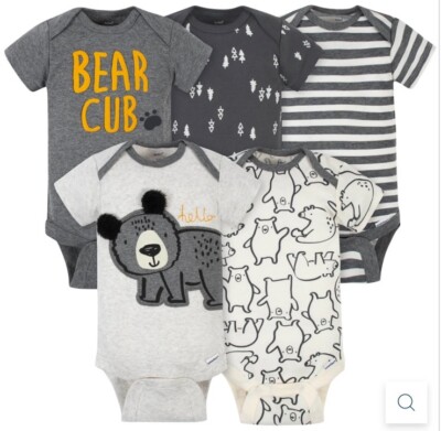 Gerber 5-Pack Baby Boys Bear Short Sleeve Onesies  Bodysuits 3-6 Months