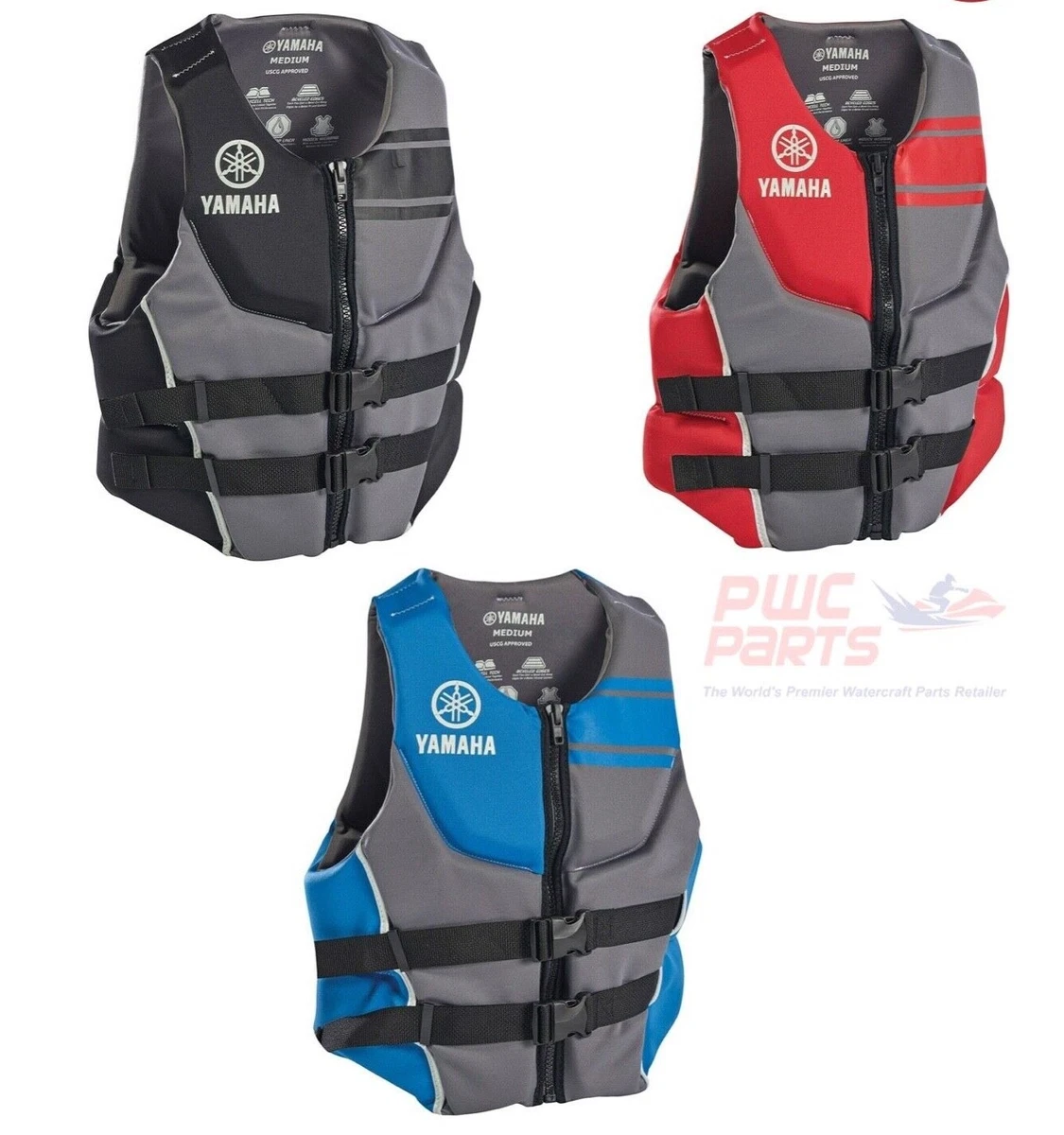 YAMAHA Neoprene USCG Approved Life Vest Jacket ALL SIZES BLACK RED