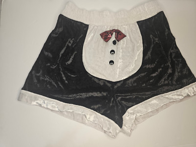 Mens Velvet Tuxedo Boxers- Red Bow- 3 Buttons- Costume- Size Medium (M)
