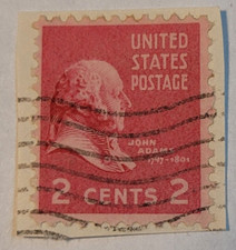 U.S. Postage Stamp ~ John Quincy Adams ~ 2₵ Red ~ Posted ~ 1938 ~ F07