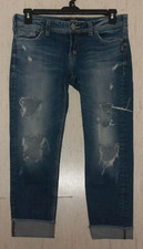 EXCELLENT WOMENS SILVER JEANS DISTRESSED DENIM SUKI SKINNY CROP SIZE W31 / L25