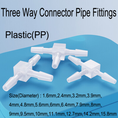 T-Type Three Way Plastic Barbed Connector Pipe Equal Hose Joiner Tube Fittings