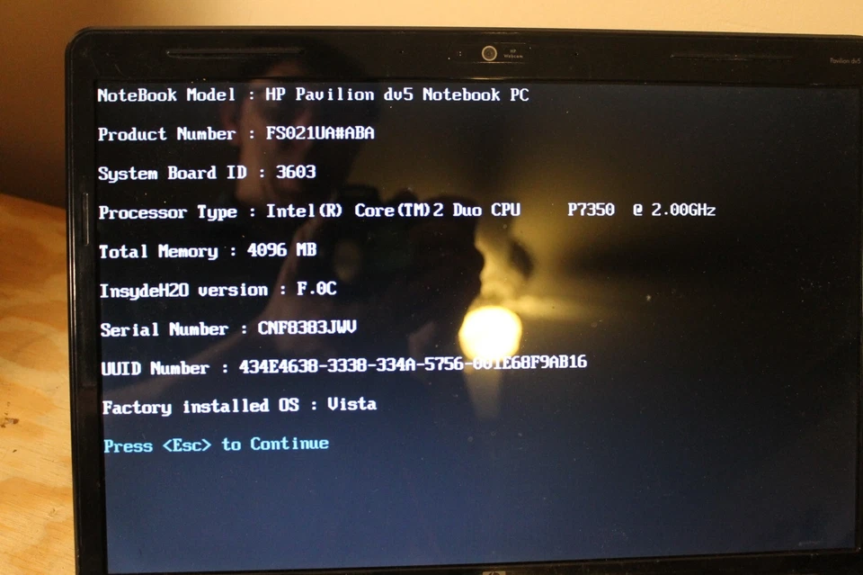 DV5-1160us HP laptop Core 2 DUO 2.00GHZ 4gb ram NO Hardrive W/ Display issues - Image 2 of 4