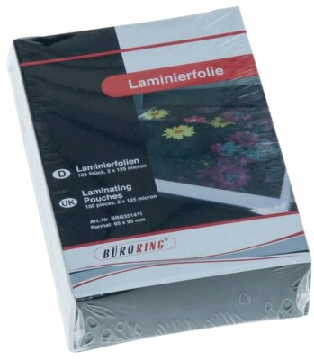 100 Laminierfolien  60x90, 125 Mic neu Visitenkarte glänzend kopfverleimt