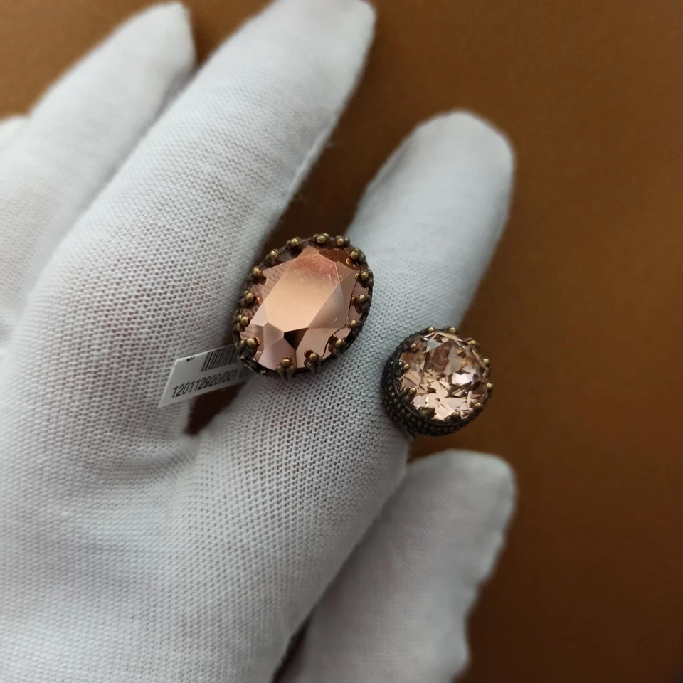 Anillo Michal Negrin Corona Superior Abierta y Grande Marrón Bronce Cristales Metálicos Nueva Caja Foto 4 de 4