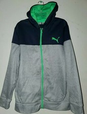 Puma Heather Grey, Navy,  Green Zip Up Hoodie Boys XL 18-20 READ DESCRIPTION