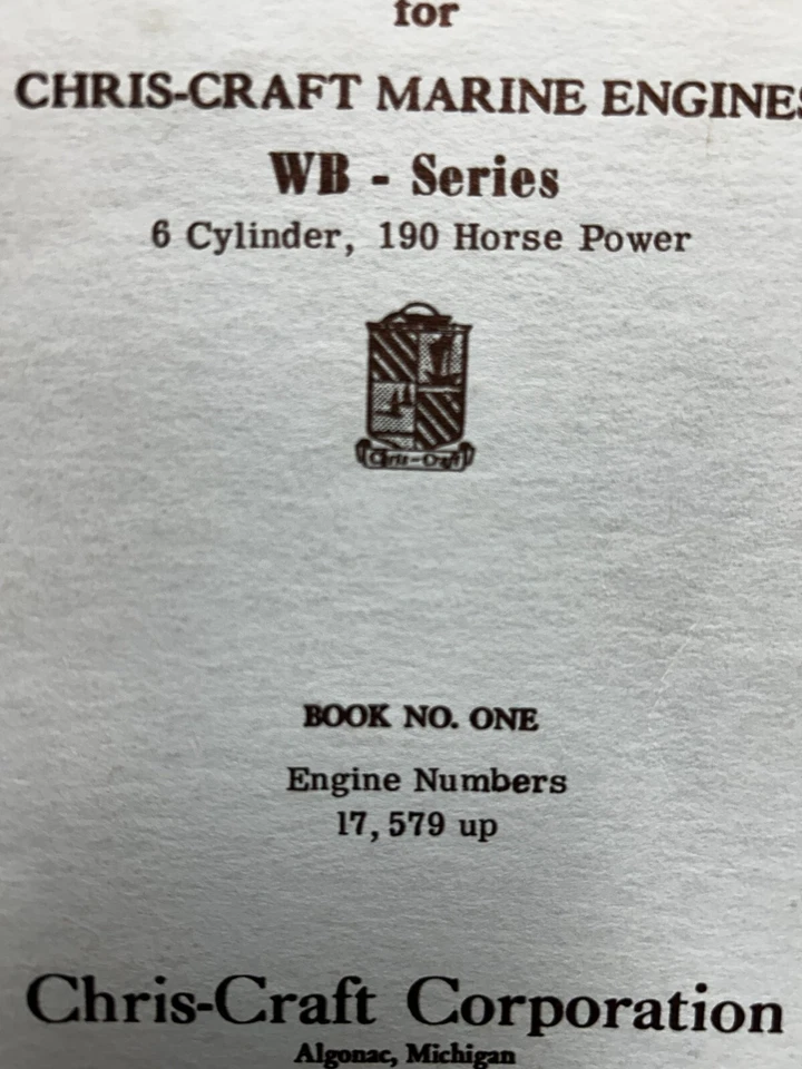 Vintage Chris Craft Instruction Book & Parts List WB Series Book #1 - Image 2 of 4