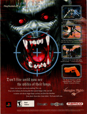 Namco Vampire Night PS2 Magazine Ad 2001 Vintage Horror Light Gun Game GunCon