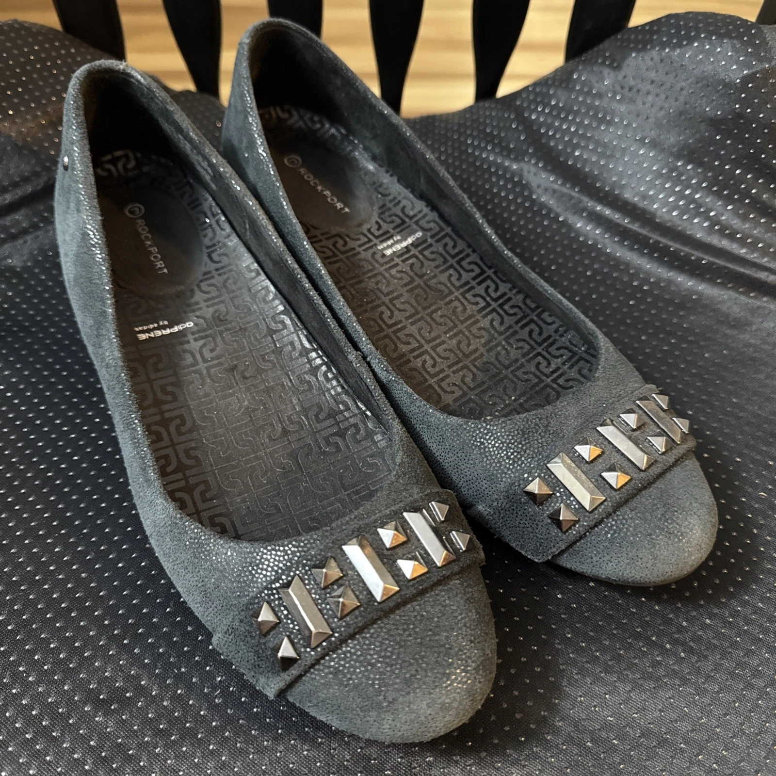 SCARPE BASSE donna ROCKPORT AdiPrene By Adidas taglia 8 5 tomaia in pelle nera